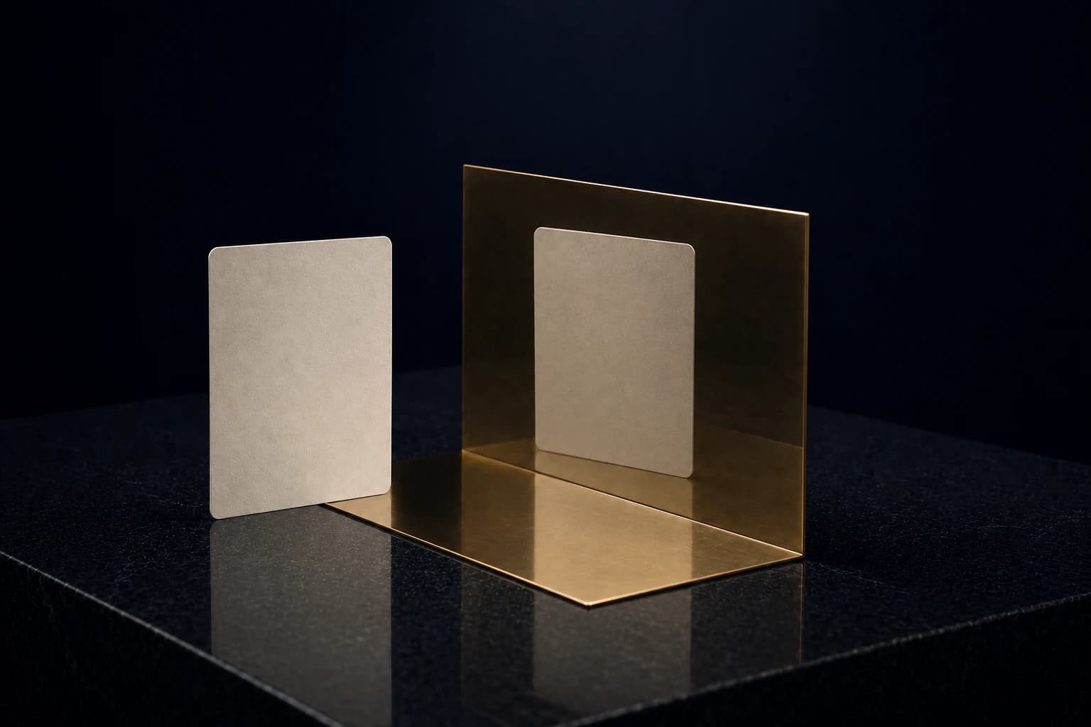 Illustration éditoriale d'un miroir reflétant exactement la même forme, symbole du message match entre annonce et landing page.